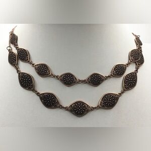 COPPERTONE DOUBLE STRANS FILAGREE LINK NECKLACE